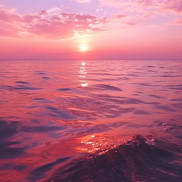 coucher de soleil rose en mer lumière du soleil floue sur l'eau de mer