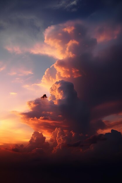 Un coucher de soleil rose avec un nuage coloré