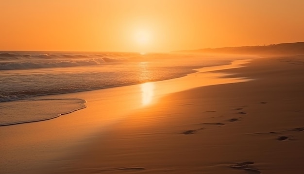 Coucher de soleil sur le sable et la beauté de la nature générée par l'IA