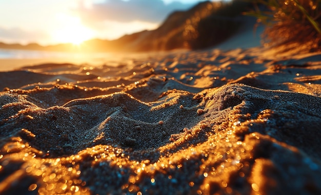 un coucher de soleil sur le sable