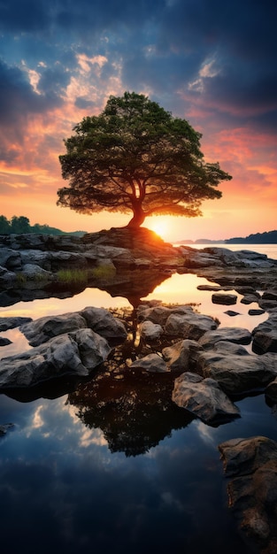 Le coucher de soleil serein sur le karst paysage britannique traditionnel en 32k Uhd