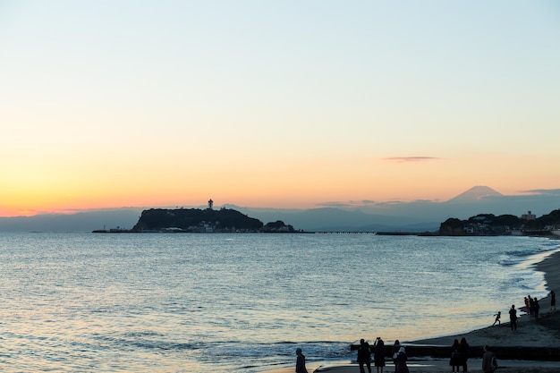 Photo coucher de soleil de shonan du japon