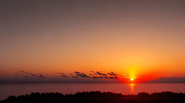 Un coucher de soleil avec le soleil couchant sur l'eau