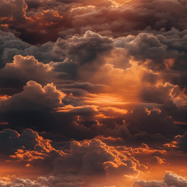 Un coucher de soleil avec le soleil qui brille à travers les nuages