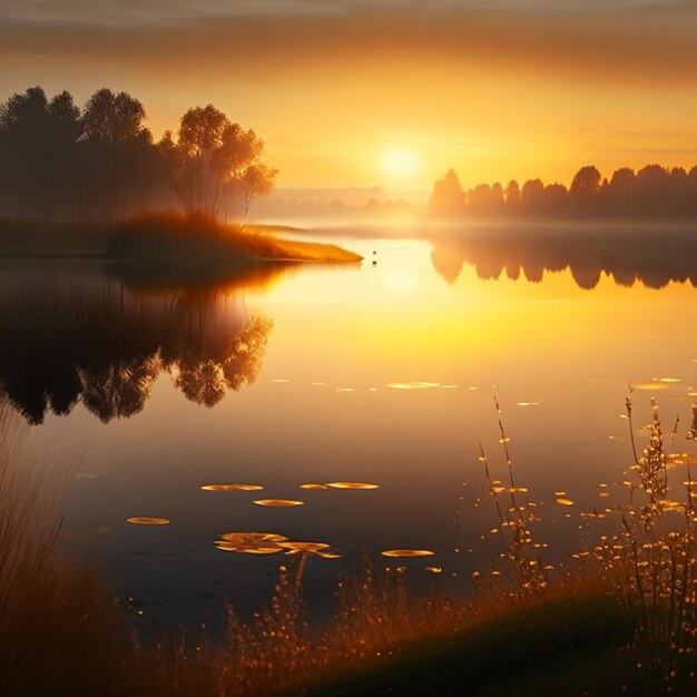 Le coucher de soleil en Suède et Småland cette atmosphère légère est unique de belles vacances