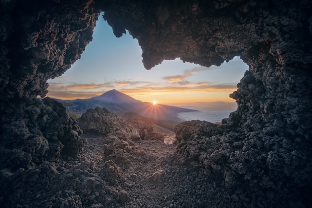 Coucher de soleil sur Teide, Tenerife, Espagne