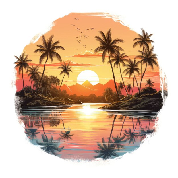 Coucher de soleil tropical pour la conception de t-shirts