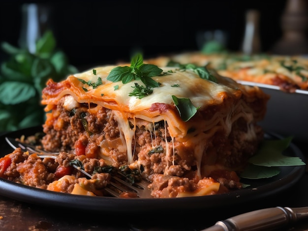 Photo les couches luxueuses d'un plat de lasagne