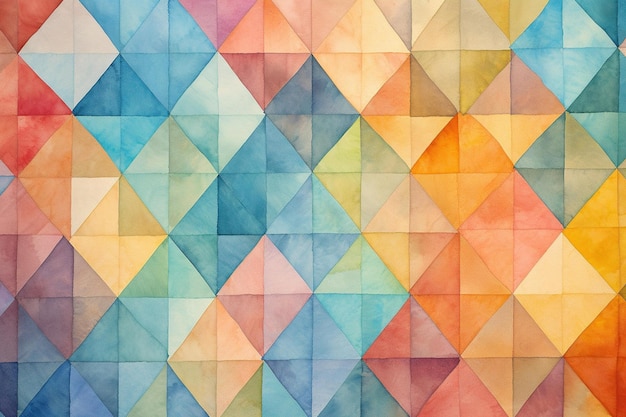 Une couette en patchwork de textures d'aquarelle disposées dans un motif géométrique