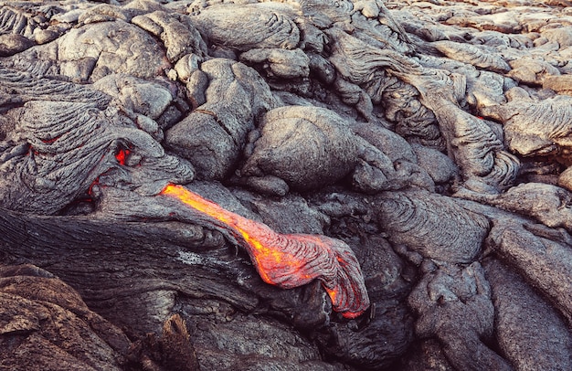 Coulée de lave sur Big Island, Hawaï