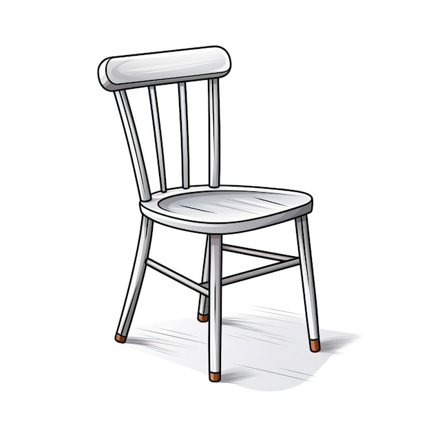 Photo couleur blanche vecteur de dessin animé de chaise fond blanc isolé