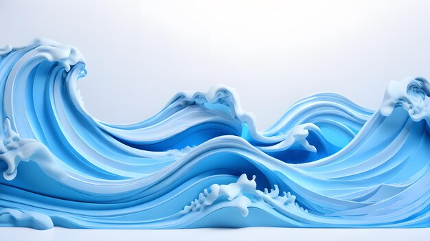 couleur bleue 3d vagues de mer paysage d'eau fond papier peint