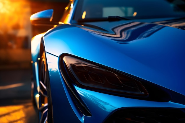 Couleur bleue futuriste saisissante sport automobile vue détaillée avant générative ai
