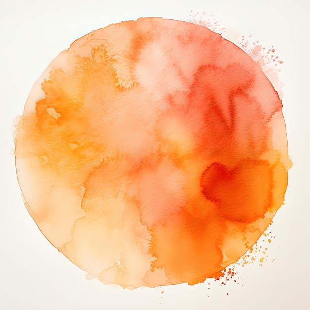 une couleur de cercle orange dessinée sur blanc dans le style de lavages aquarelles