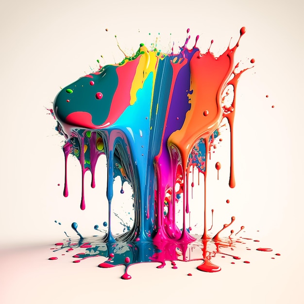 Couleur colorée goutte d'eau explosion champignon dégoulinant peinture éclaboussure générée par Ai