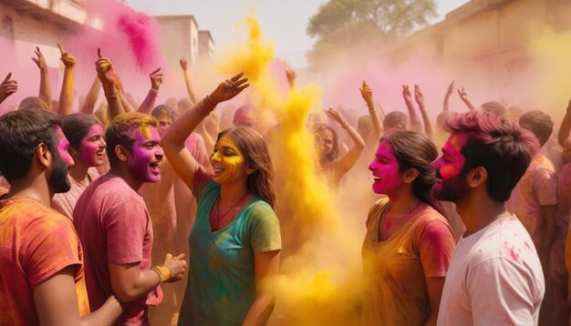 Photo la couleur du festival de la célébration du jour de holi