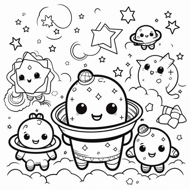 Photo couleur d'espace kawaii pour les enfants