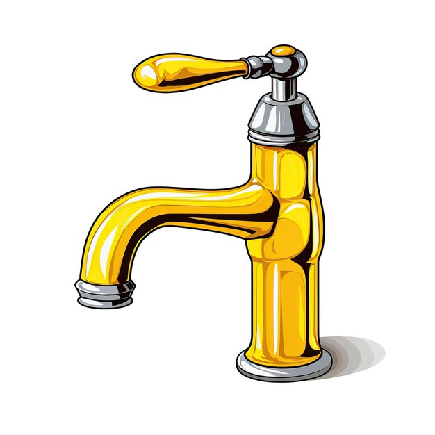 Photo couleur jaune faucet vecteur dessiné à la main fond blanc est