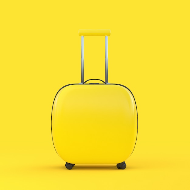 Couleur jaune de valise de voyage isolé avec un tracé de détourage et une maquette pour votre texte