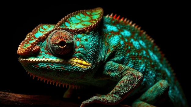 La couleur et le motif d'un caméléon coloré Une image réaliste créée par AI