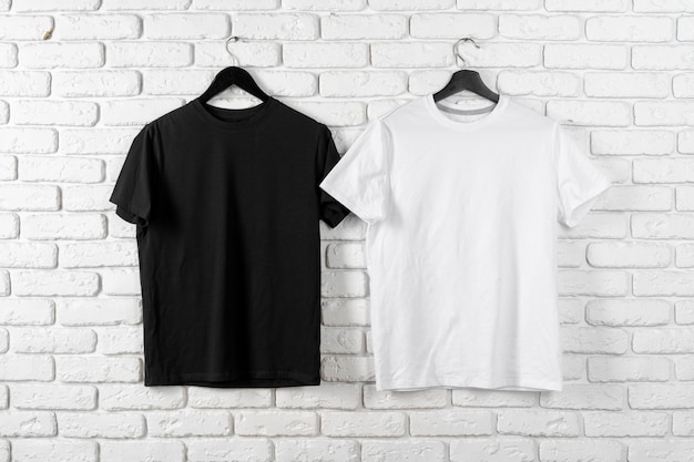 Couleur noire et blanche deux t-shirts unis, espace copie