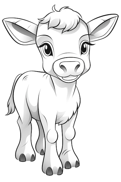 Couleur de page de style chibi de vache mignonne heureuse générée par l'IA