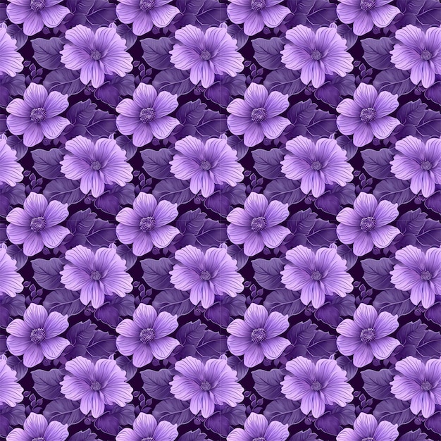 La couleur pourpre florale forme un motif de tissu naturel sans couture