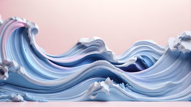 couleur rose 3d vagues de mer paysage d'eau fond papier peint