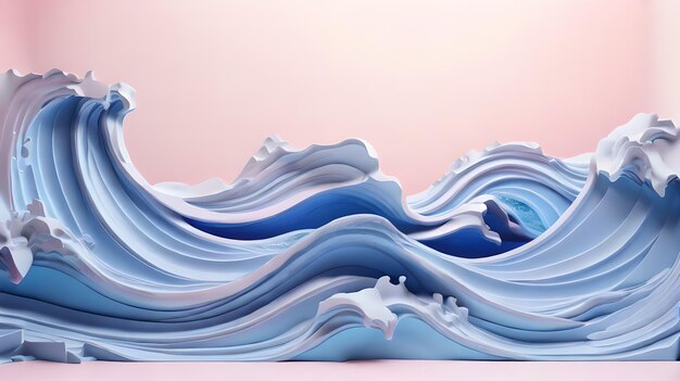 couleur rose 3d vagues de mer paysage d'eau fond papier peint