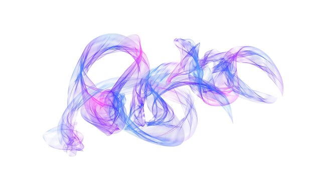 Photo couleur violette et bleue fumée intéressante éclaboussure de fumée de couleur funky isolée sur blanc