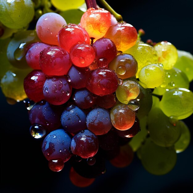 les couleurs de l'arc-en-ciel des raisins