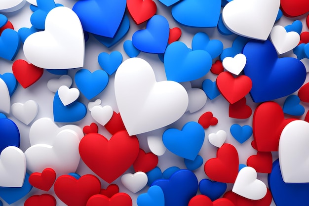 Les couleurs chaleureuses bleu rouge et blanc amour