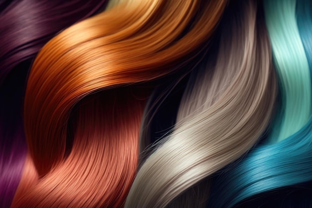 Couleurs de cheveux teints palette Définir l'arrière-plan Gros plan Génération AI