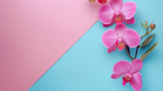 Des couleurs de conception de fleurs d'orchidée avec espace de copie IA générative