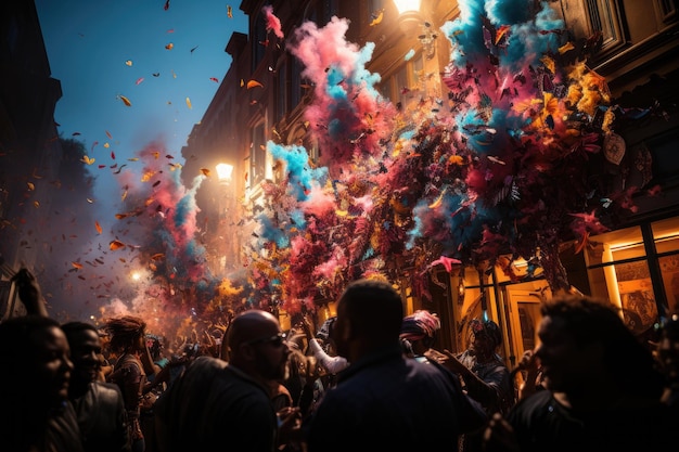 Les couleurs dansent et extase sur un char au Carnaval génératif IA