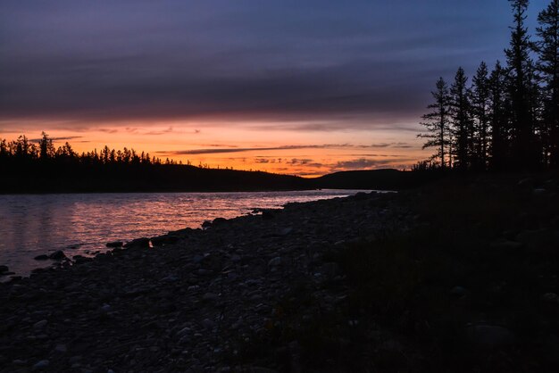 Couleurs du coucher du soleil sur la rivière