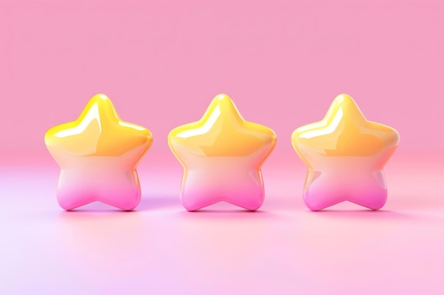 Les couleurs du jaune brillant et du rose Les commentaires des clients sur l'employé du site Web Un modèle 3D réaliste de l'objet pour les appareils mobiles