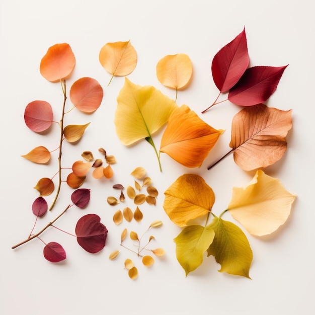 Les couleurs esthétiques de l'automne sur une toile blanche