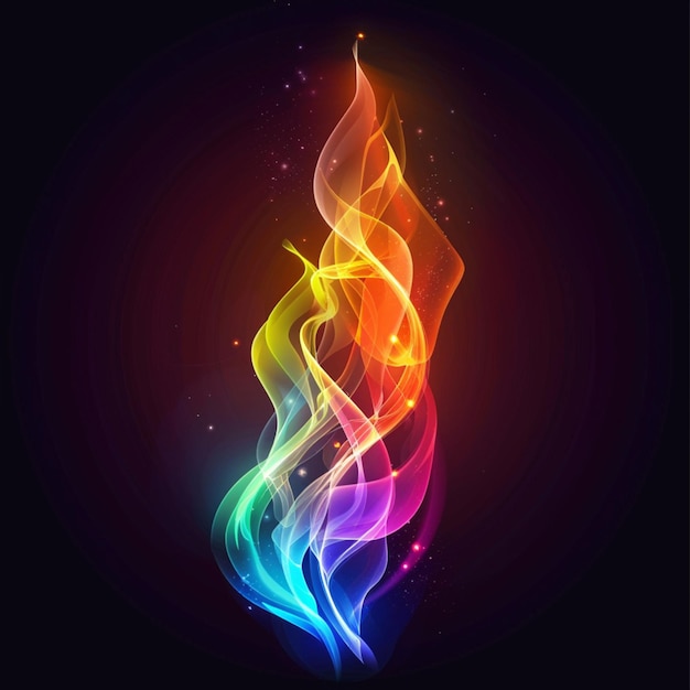 Photo couleurs en forme de flamme sur un fond noir