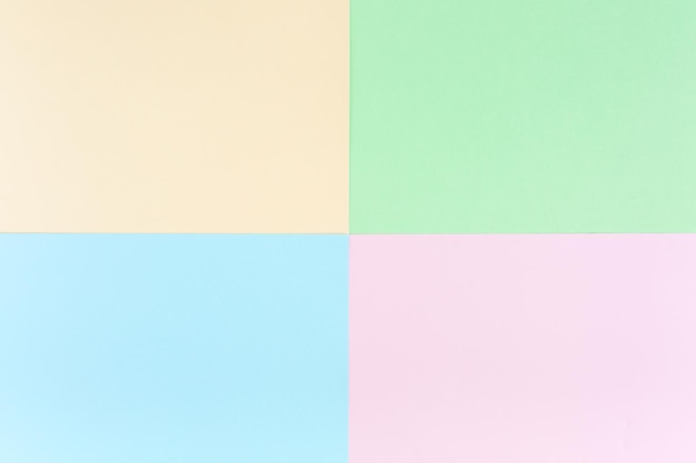 Couleurs pastel d'arrière-plan rose jaune bleu vert papiers à motif géométrique concept minimal mise à plat à