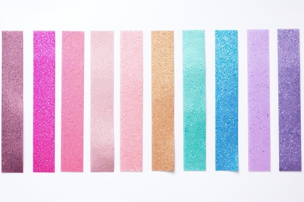 Des couleurs pastel vives, des paillettes brillantes, des arrière-plans à bandes adhésives, une disposition de fond blanc