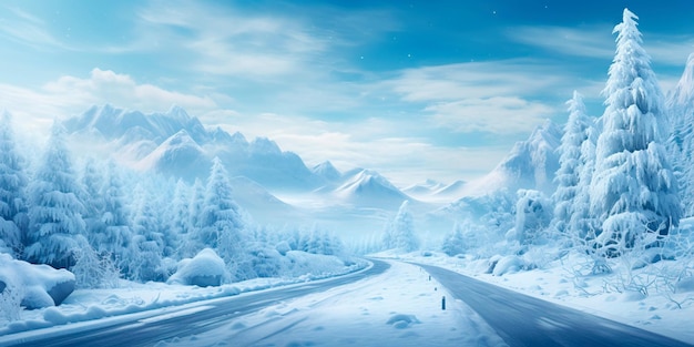 couleurs des routes d'hiver démontrant la beauté des chutes de neige et le confort de la saison des vacances d'hiver IA générative