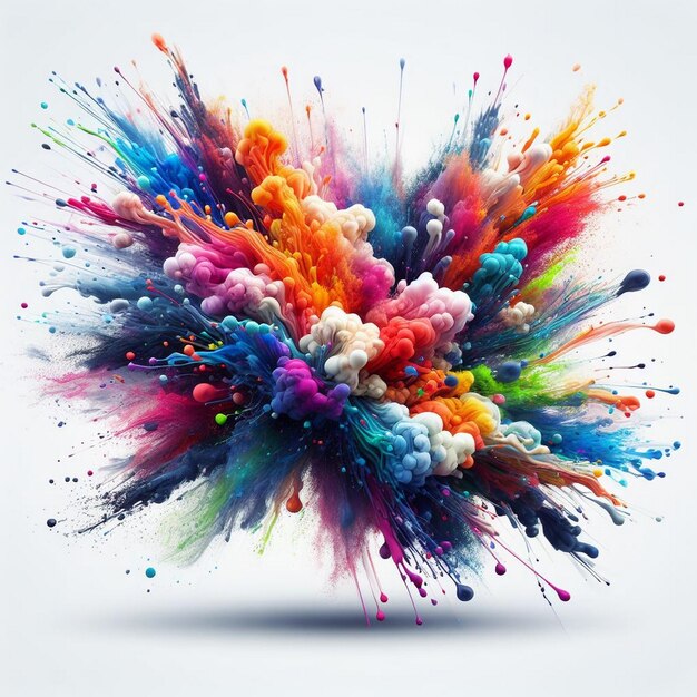 Photo les couleurs se mélangent l'explosion de la peinture par éruption de poudre l'explossion de la couleur les couleurs vives l'éclaboussure de couleur