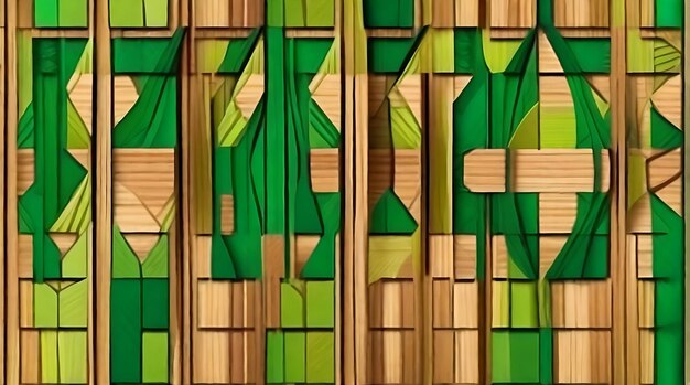 Couleurs vertes de fond abstraites en bois et géométriques