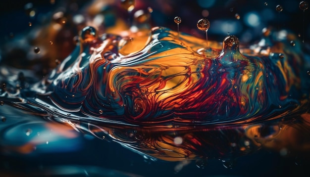 Des couleurs vibrantes dans l'eau créent un motif de vagues abstrait généré par l'IA