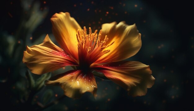 Couleurs vibrantes d'une seule fleur en macro générée par l'IA