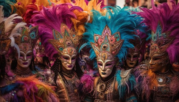 Couleurs vibrantes vêtements traditionnels dansant et joie générée par l'IA