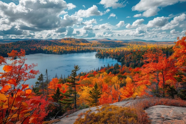 Photo les couleurs vives de l'automne dans les montagnes adirondack dans l'état de new york