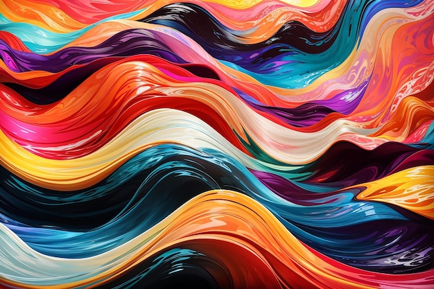 Photo des couleurs vives coulent dans un motif de vagues abstrait