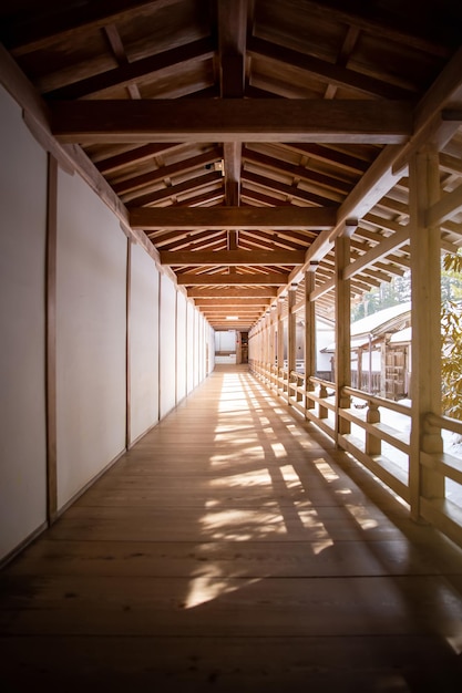 Couloir dans un temple au Japon